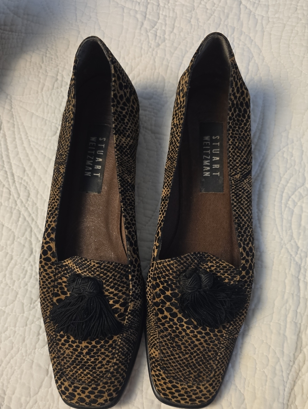 Stuart Weitzman Animal Print Tassel Loafers Size 9.5M